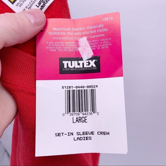 VINTAGE Deadstock Tultex Red Crewneck Sweatshirt Size M/L - Picture 7 of 7